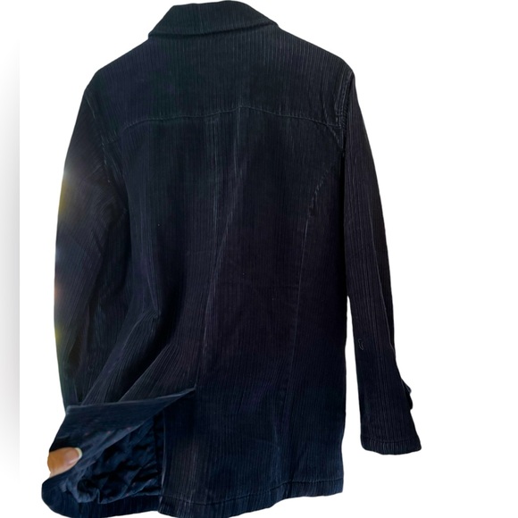 Denim and Co Navy Blue Mid Thigh Corduroy Winter Jacket Coat Women Size Large - Picture 5 of 12